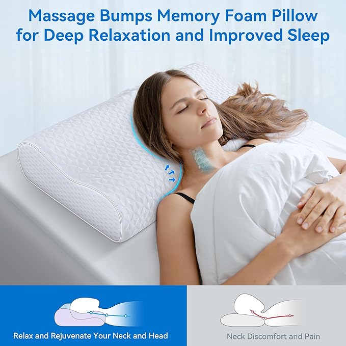 Sandwich Cervical Neck Pillow Queen Size - Dynamic Memory Foam Pillow for Neck Shoulder Pain Relief, Ergonomic Adjustable Bed Contour Pillow for Side, Back & Stomach Sleepers CertiPUR-US