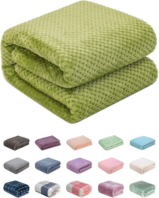 Fuzzy Throw Blanket, Plush Fleece Blankets for Adults, Toddler, Boys and Girls, Warm Soft Blankets and Throws for Bed, Couch, Sofa, Travel and Outdoor, Camping (Throw(50"x70"), L-Avocado)