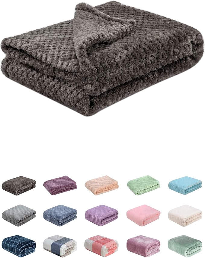 Fuzzy Blanket or Fluffy Blanket for Baby, Soft Warm Cozy Coral Fleece Toddler, Infant or Newborn Receiving Blanket for Crib, Stroller, Travel, Decorative (28Wx40L, XS-Eagle Grey)