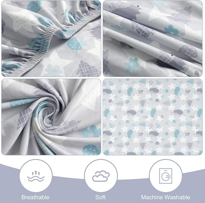 Pack n Play Fitted Sheet .2 Piece Mini Crib Sheet. Stretch Playard Sheet Portable Sheet Set. Elastic Convertible Playard Pad. Compatible with Graco Pack n Play (Baby Whale and Hedgehog)