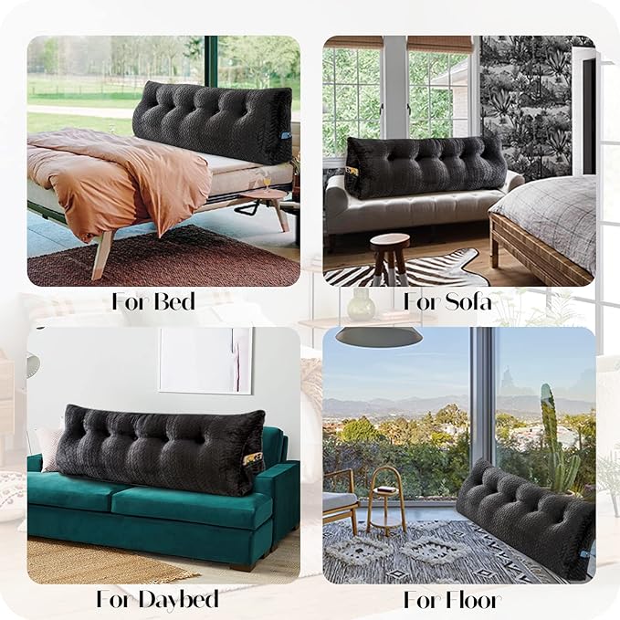 Large Bolster Triangular Headboard Wedge Backrest Positioning Support Bed Rest Reading Pillows Headboard Wedge Pillows for Day Bed Bunk Bed with Removable Cover,King (76x8x20 Inches)