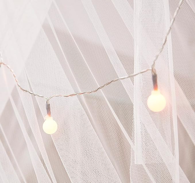 Mengersi Bed Canopy with Lights,4 Corner Post Bed Drapes Canopy for Bed,Canopy Bed Curtains Elegant Bedroom Decoration Accessories