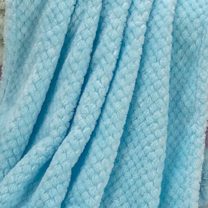 Fuzzy Throw Blanket, Plush Fleece Blankets for adults, Toddler, boys and Girls, Warm Soft Blankets and Throws for Bed, Couch, Sofa, Travel and Outdoor, Camping (40Wx60L, M-Ice Blue)