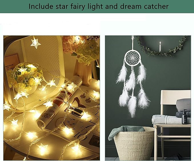 Akiky Bed Canopy with Lights &Dream Catcher Reading Nook Canopy for Kids Boys Bed Playing Tent Room Décor Extra Large Hanging Canopy(Green)