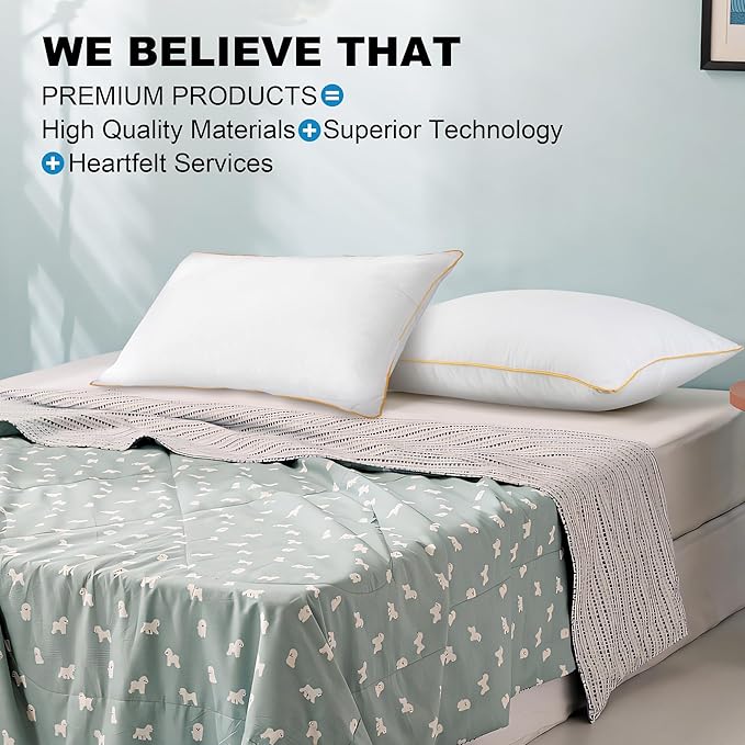 King Size Pillows Set of 2 - Down Alternative Bedding, Cooling Hotel Quality 20 x 36, Bed Sleeping Pillow for Back, Stomach or Side Sleepers