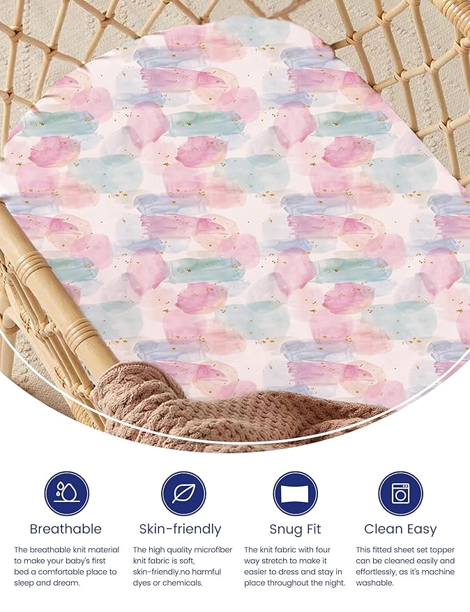 TotAha Premium Soft Bassinet Sheet for Boy Girl, Super Stretchy Jersey Knit Bassinet Fitted Sheet, Compatible with Halo, Maxi COSI, Mika Micky, SNOO, Baby Delight Mattress, 2 Pack