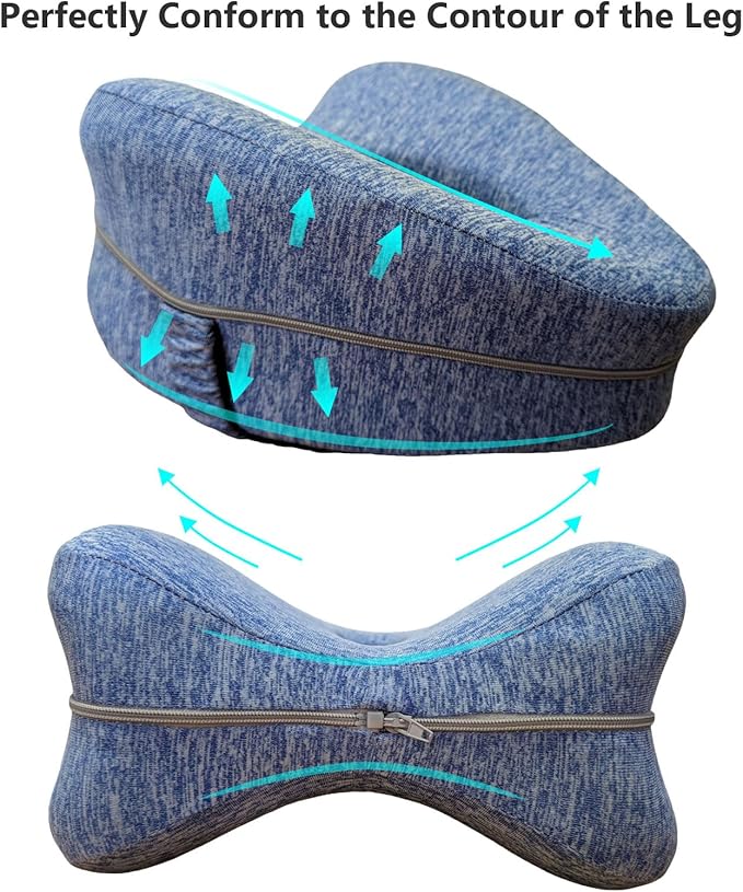 Leg & Knee Memory Foam Support Pillow for Side Sleepers,Soothing Relief for Sciatica Relieves Hip Back Pain,Removable and Washable (Blue)