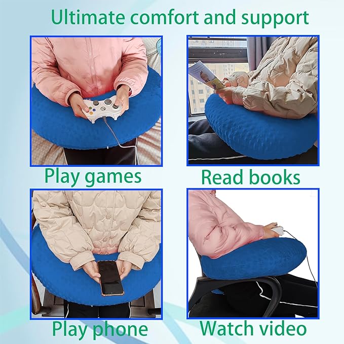 Professional Gaming Pillow for Lap; Arm Rest Pillow Gaming Lap Pillow with Crochet Support - Eliminate Pain in Gaming (Light Blue)