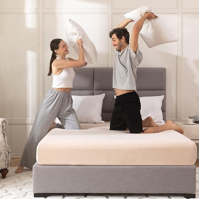 Luxury Goose Feathers Down Pillows Queen Size Set of 2, Hotel Quality Fluffy Bed Pillows, Soft Pillows for Sleeping, Organic Cotton Cover(20x28”, Pack of 2)