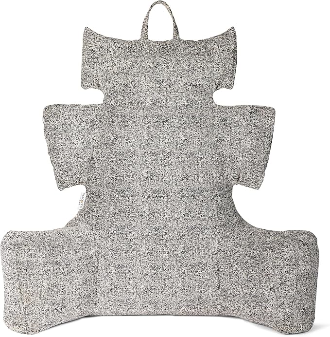 Reading Pillow with Shredded Memory Foam, Large Adult Backrest with Arms, Back Support for Sitting Up in Bed with Washable Cover (Sit up Pillow)