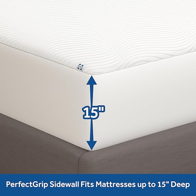 Sealy Complete Protection Mattress Protector- Twin Size Stain Protection Waterproof Machine Washable Cover