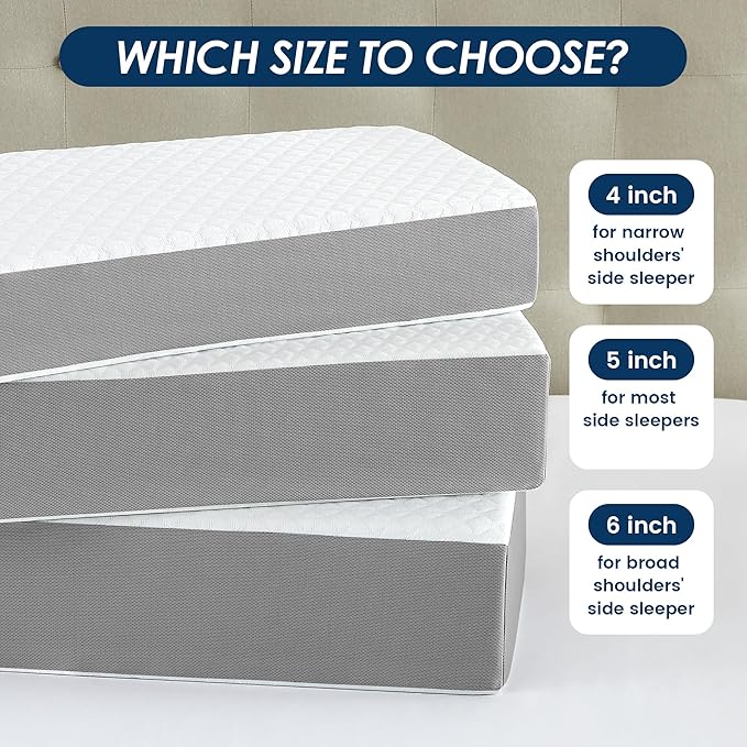 Cooling Cube Pillow for Side Sleepers, Square Memory Foam Side Sleeper Pillow Firm Soft Double-Sided Supportive, Support Head Neck Shoulder for Pain Relief Cervical Pillow, 24"x12"x6"