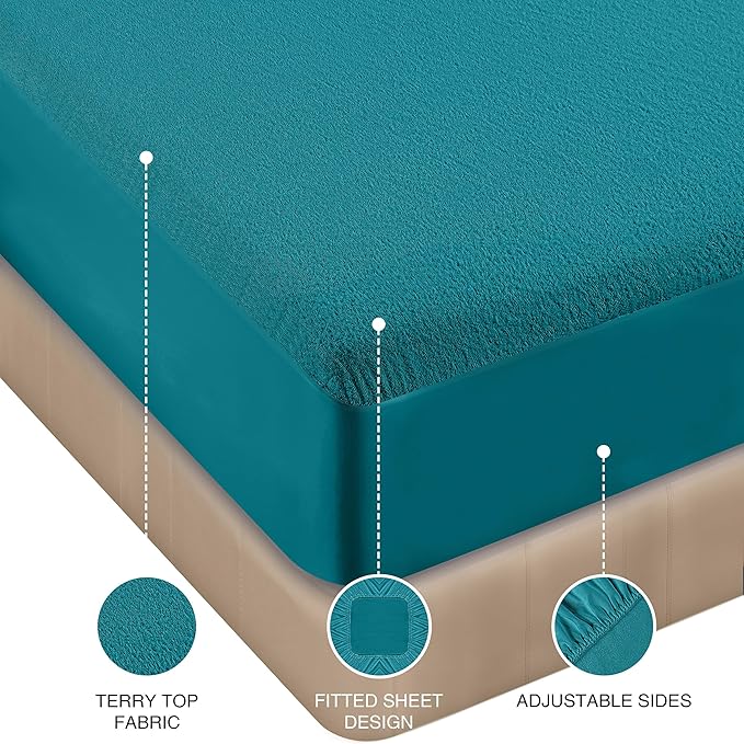 Utopia Bedding Waterproof Mattress Protector Twin Size, Premium Terry Mattress Cover 200 GSM, Breathable, Fitted Style with Stretchable Pockets (Denim)