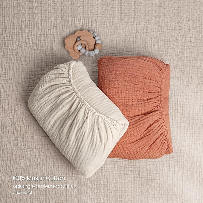 Lulu moon Muslin Crib Sheets - Fitted Crib Mattress Sheets for Boys and Girl - 28"x 52", 2 Pack