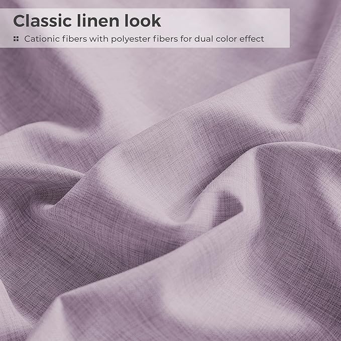 Full Sheets Purple, Ultral Soft Cationic Linen Look Sheets, Luxury Cooling Cozy Bed Sheet Set with Non-Slip Fitted Sheet