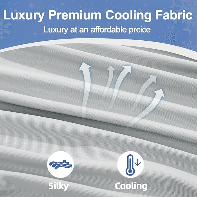 Cooling Pregnancy Pillow Cover (ONLY Pillowcase), Q-Max 0.4 U Shaped Luxurious Smooth Maternity Pillow Cover with Hidden Zip, Cool Large Pillow Protector for Side Hot Sleeper, Grey, 59x31 in