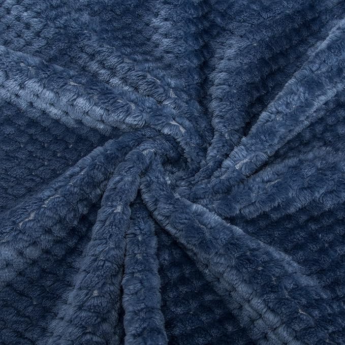 Fuzzy Blanket or Fluffy Blanket for Baby, Soft Warm Cozy Coral Fleece Toddler, Infant or Newborn Receiving Blanket for Crib, Stroller, Travel, Decorative (28Wx40L, XS-Smoked Blue)