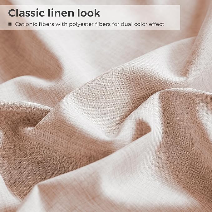 Twin Sheets Light Pink, Ultral Soft Cationic Linen Look Sheets, Luxury Cooling Cozy Bed Sheet Set with Non-Slip Fitted Sheet