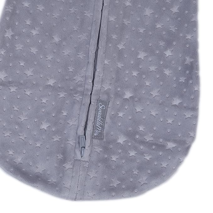SwaddleMe by Ingenuity Compression Swaddle Pod in Velboa, Two-Way Zipper for Easy Changes, Improves Sleep & Calms Startle Reflex, 0-2 Months, 2-Pack - Clouds & Stars