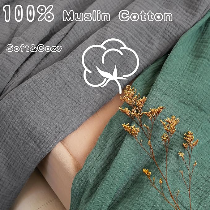 Muslin Fitted Crib Sheets for Baby Neutral Fit Standard Crib Toddler Mattress(28"x 52") 100% Organic Cotton Sheets Soft and Breathable Boho Bedding (Bottle Green&Neutral Gray)