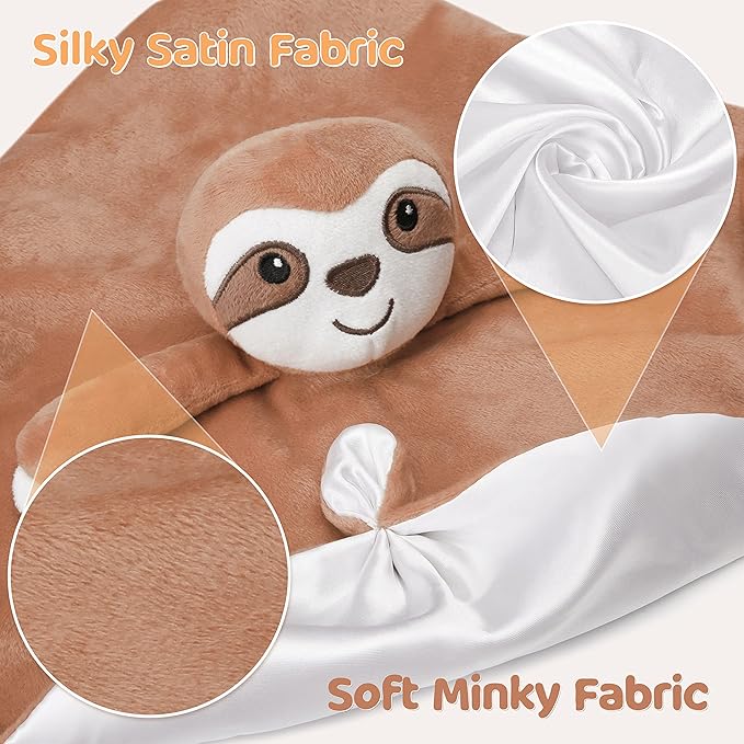 Pro Goleem Sloth Security Blanket Soft Loveys for Babies for Boys and Girls Newborn Lovie Infant Blankie Sloth Baby Stuff Baby Snuggle Toy Stuffed Animal Baby Gifts 14 Inch