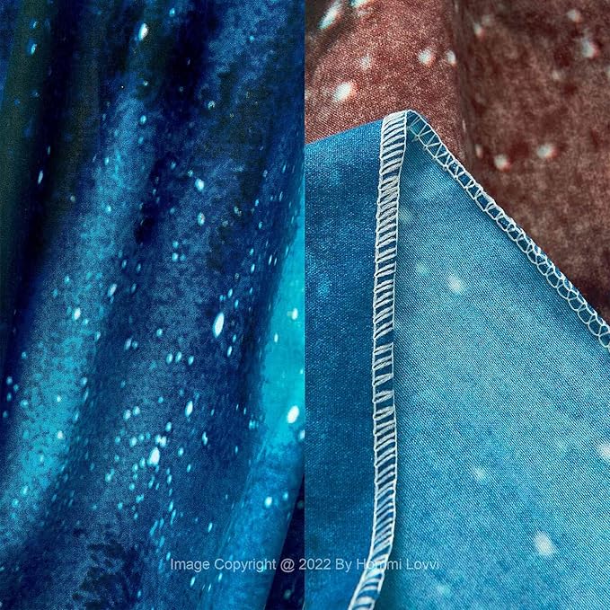 Galaxy Print Kids Bed Canopy, Girls Princess Bed Canopy Dreamy Room Decor, Soft Hanging Reading Nook Play Tent Canopy, Extra Large Full Size Bed Canopy with String Light