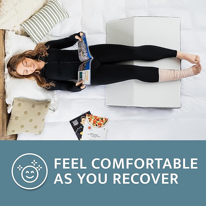 Kolbs EXTRA WIDE Leg Elevation Pillow | Chic Jacquard Cover | XL and WIDE for More Comfort Bed Wedge Pillow | Knee Pillow Leg Pillow | Wedge Pillow for Legs | Leg, Knee, Ankle Elevation Post Surgery