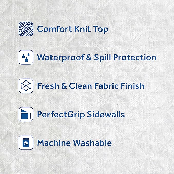 Sealy Complete Protection Mattress Protector- King Size Stain Protection Waterproof Machine Washable Cover