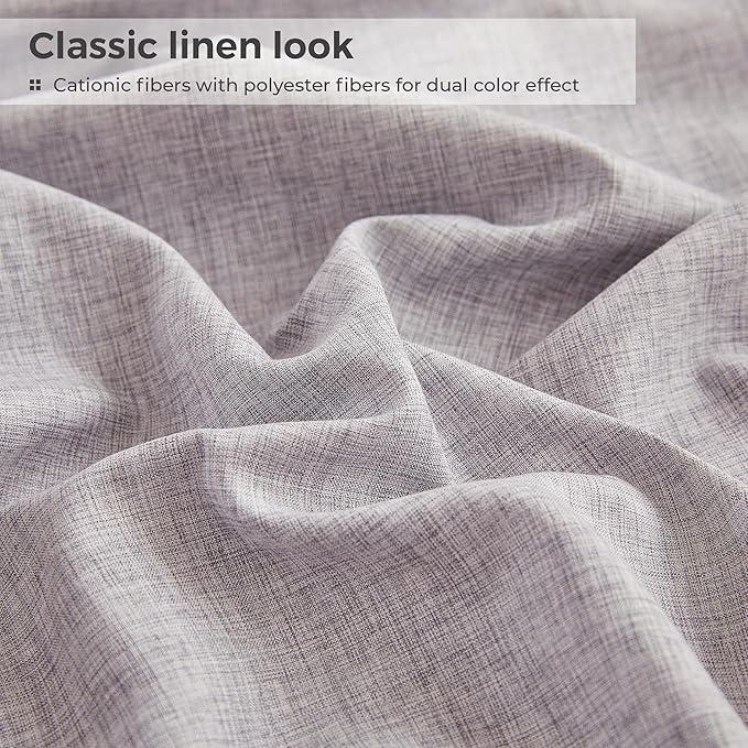 Queen Sheets Dark Grey, Ultral Soft Cationic Linen Look Sheets, Luxury Cooling Cozy Bed Sheet Set with Non-Slip Fitted Sheet