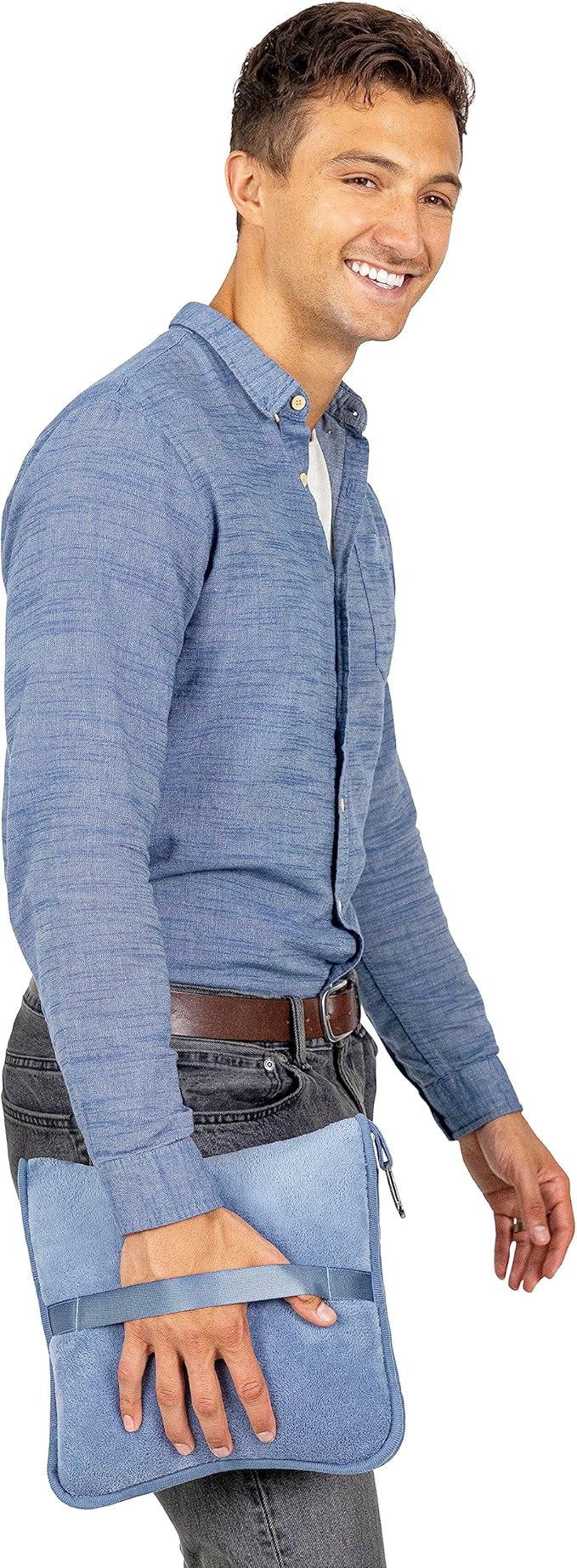 BlueHills Premium Soft Long Travel Blanket Pillow for Tall Airplane Flight Essentials Large Compact 2 in 1 Airline Blanket Throw Packable Warm Plane Traveling Accessories Grayish Blue T056