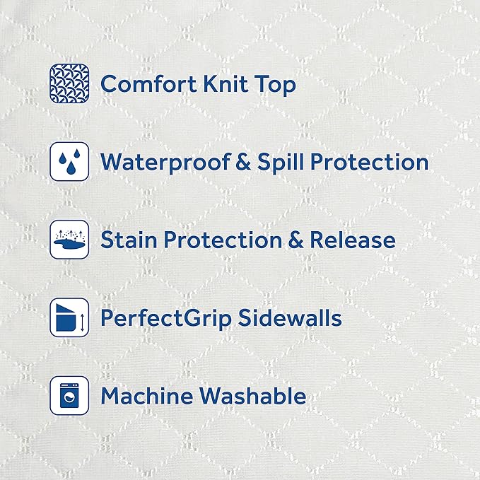 Sealy Spot and Stain Protection Fitted Mattress Protector- King Size Soft Polyester Waterproof Mattress Cover