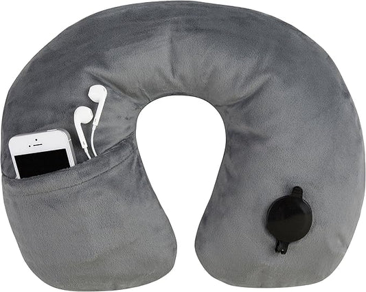 Travelon Deluxe Pillow, Gray, ﻿INFLATED 15 x 5 x 4 DEFLATED 17.25 x 5.25