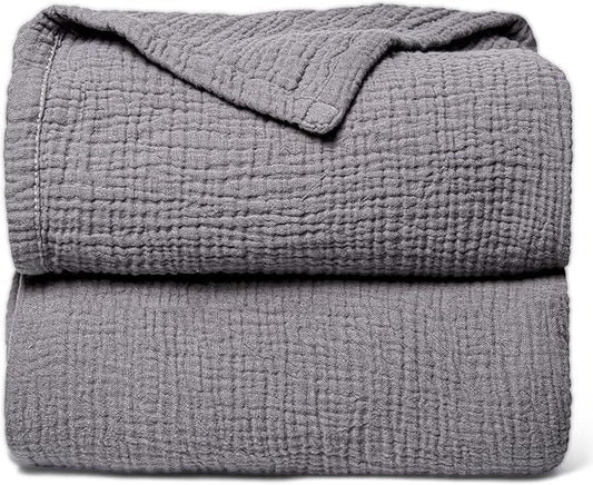 Lulu moon Muslin Quilt Blanket, Crib Blanket for Baby and Toddler,47x47 Inches(Gray)
