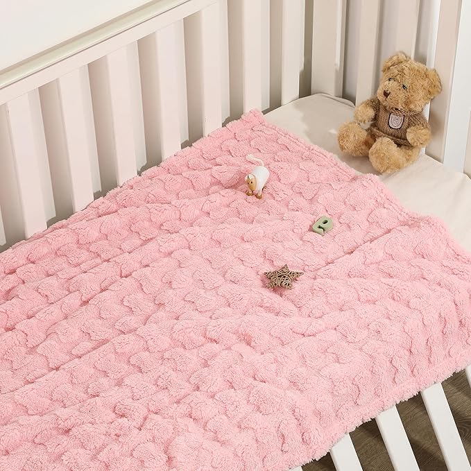 Sherpa Baby Blanket for Girls Toddlers Fleece Fluffy Fuzzy Blanket for Baby,Soft Warm Cozy Fleece Blanket,Receiving Blanket for Infant Newborn (pink, 30 * 40, bow)