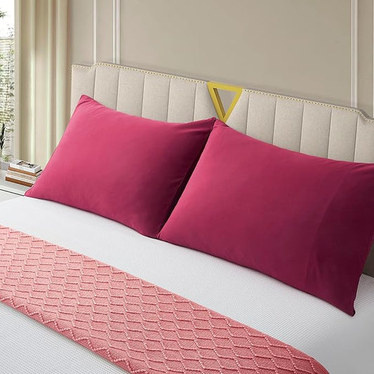 Toddler Pillow Cases Set of 2 Microfiber Travel Pillow Cases 14x20 Wine Red Pillow Covers Small Pillowcase Envelope Style