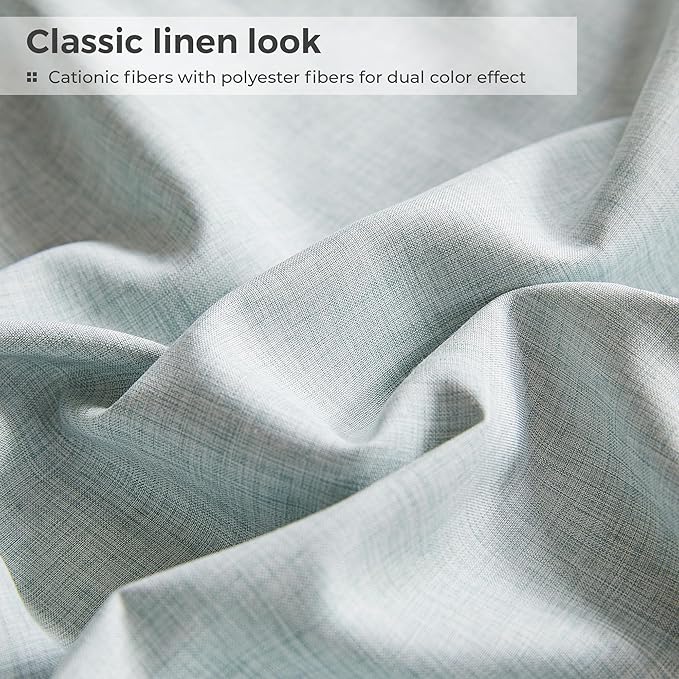 Twin Sheets Blue, Ultral Soft Cationic Linen Look Sheets, Luxury Cooling Cozy Bed Sheet Set with Non-Slip Fitted Sheet